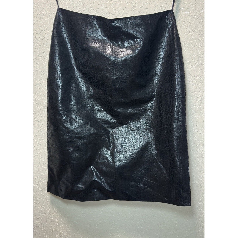 Classiques Entier Women's Black Croc Soft 100% Leather Pencil Skirt Size 4 #25